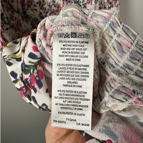 NWT French Connection Verona Floral Ruffle Sleeve Smocked Dress Women's Large - Picture 7 of 9